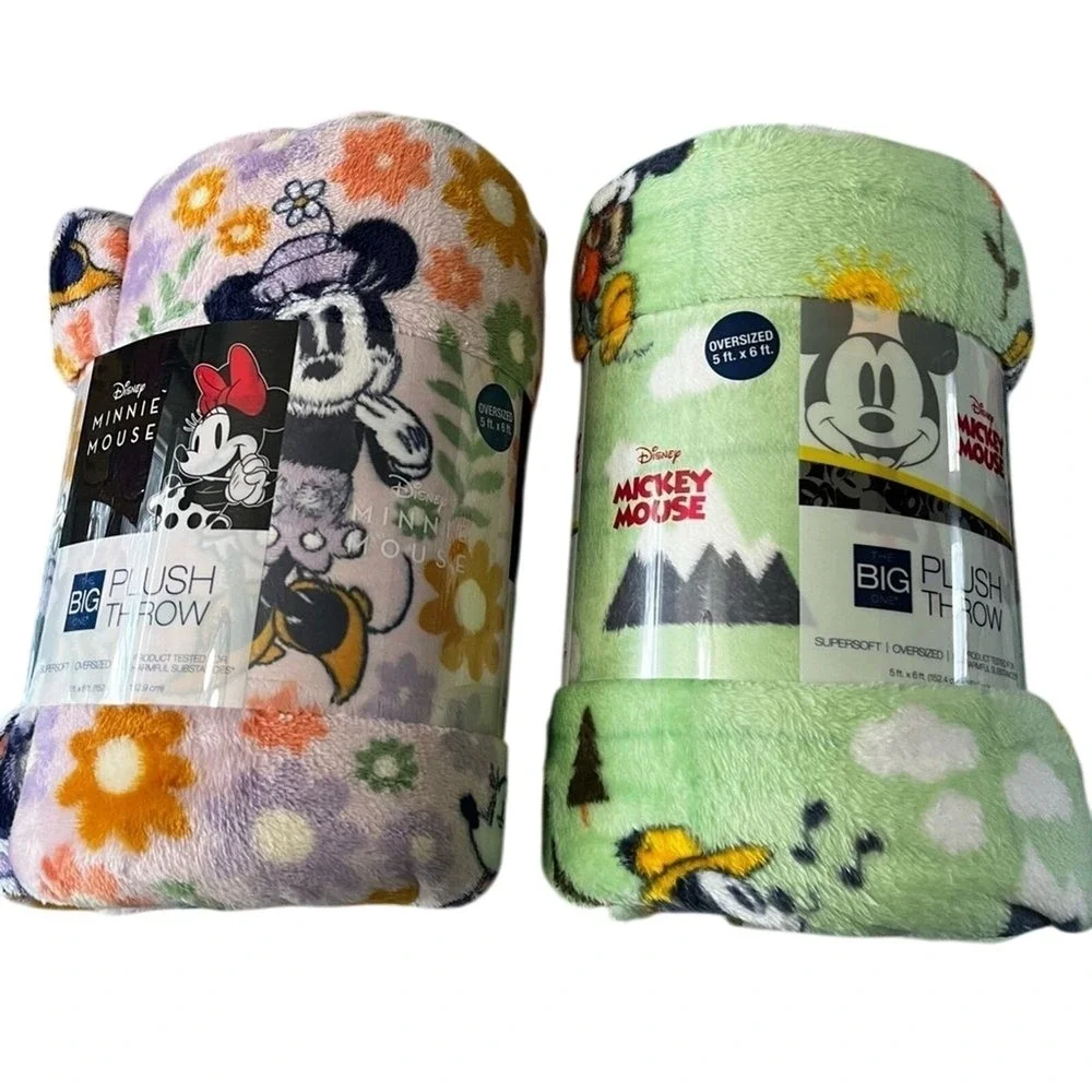 The Big One Disney Mickey & Minnie Mouse Throw Blanket LOT (2) 60
